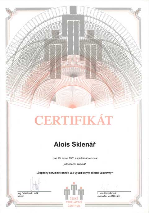 Certifikt Servisn technik